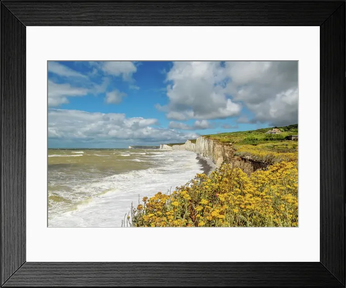 Framed Print : The Seven Sisters chalk cliffs from Birling Gap, South Downs National Park, East Sussex, England, United Kingdom Framed Print : The Seven Sisters chalk cliffs from Birling Gap, South Downs National Park, East Sussex, England, United Kingdom