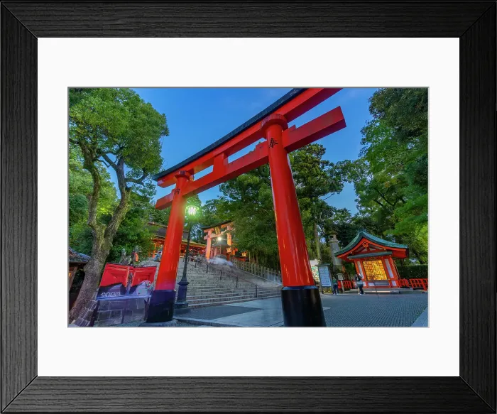Framed Print : View of Torii Gate at Fushimi Inari Shrine at dusk, Fukakusa Yabunouchicho, Fushimi Ward, Kyoto, Honshu, Japan Framed Print : View of Torii Gate at Fushimi Inari Shrine at dusk, Fukakusa Yabunouchicho, Fushimi Ward, Kyoto, Honshu, Japan