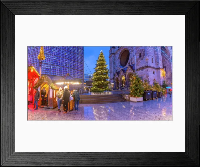 Framed Print : View of Kaiser Wilhelm Memorial Church and market stalls at Christmas, Breitscheidplatz, Berlin, Germany Framed Print : View of Kaiser Wilhelm Memorial Church and market stalls at Christmas, Breitscheidplatz, Berlin, Germany
