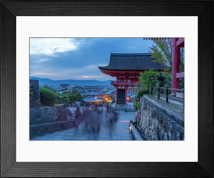 Framed Print : View of Kyoto and Kiyomizu-dera Temple at dusk, Kiyomizu, Higashiyama Ward, Kyoto, Honshu, Japan Framed Print : View of Kyoto and Kiyomizu-dera Temple at dusk, Kiyomizu, Higashiyama Ward, Kyoto, Honshu, Japan