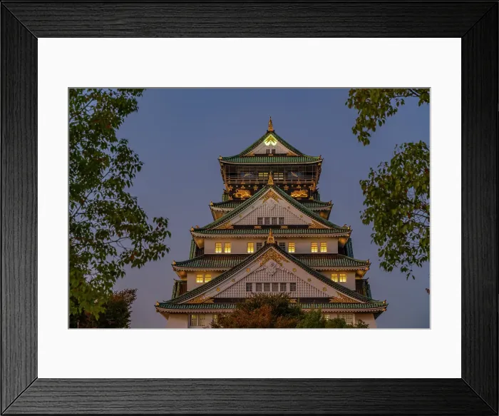 Framed Print : View of Osaka Castle (Osaka-jo) at dusk, Chuo Ward, Osaka, Honshu, Japan Framed Print : View of Osaka Castle (Osaka-jo) at dusk, Chuo Ward, Osaka, Honshu, Japan