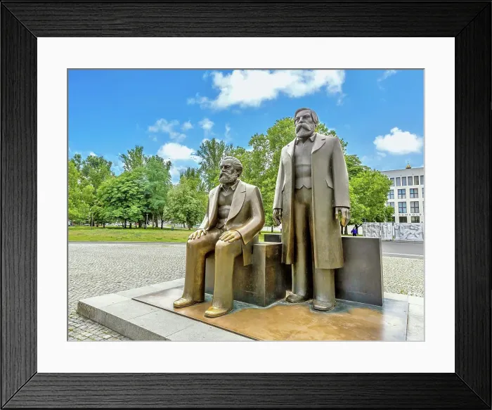 Framed Print : The bronze sculpture by Ludwig Engelhardt of Marx on left and Engels in Marx-Engels Forum in central Berlin, Germany Framed Print : The bronze sculpture by Ludwig Engelhardt of Marx on left and Engels in Marx-Engels Forum in central Berlin, Germany