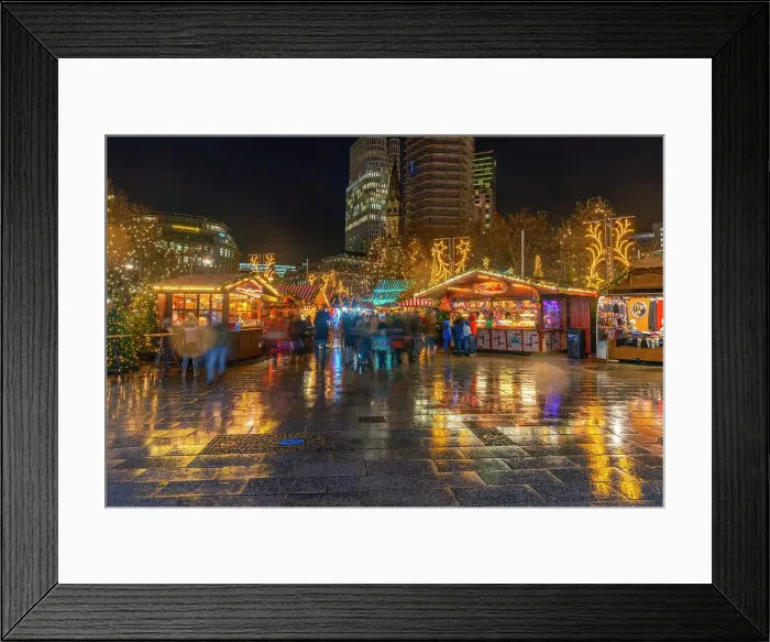 Framed Print : View of Christmas market stalls with Kaiser Wilhelm Memorial Church behind, Breitscheidplatz, Berlin, Germany Framed Print : View of Christmas market stalls with Kaiser Wilhelm Memorial Church behind, Breitscheidplatz, Berlin, Germany