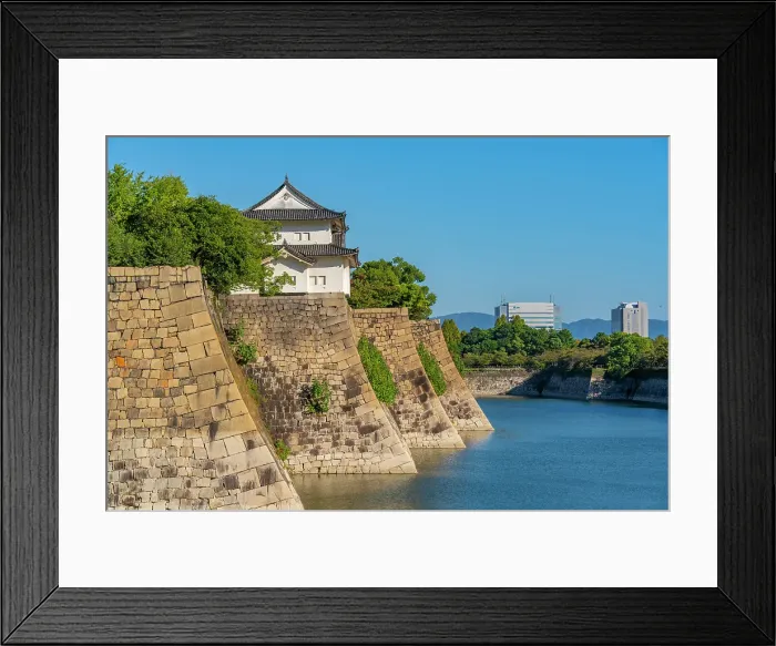 Framed Print : View of Rokuban-yagura Turret and moat at Osaka Castle (Osaka-jo) on a sunny day, Chuo Ward, Osaka, Honshu, Japan Framed Print : View of Rokuban-yagura Turret and moat at Osaka Castle (Osaka-jo) on a sunny day, Chuo Ward, Osaka, Honshu, Japan