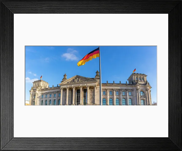 Framed Print : View of the German flag and Reichstag (German Parliament building), Mitte, Berlin, Germany Framed Print : View of the German flag and Reichstag (German Parliament building), Mitte, Berlin, Germany