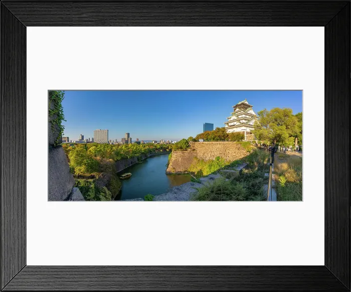 Framed Print : View of Osaka Castle (Osaka-jo) and moat at sunset, Chuo Ward, Osaka, Honshu, Japan Framed Print : View of Osaka Castle (Osaka-jo) and moat at sunset, Chuo Ward, Osaka, Honshu, Japan