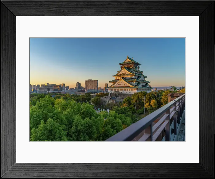 Framed Print : Elevated view of Osaka Castle (Osaka-jo) at sunset, Chuo Ward, Osaka, Honshu, Japan Framed Print : Elevated view of Osaka Castle (Osaka-jo) at sunset, Chuo Ward, Osaka, Honshu, Japan