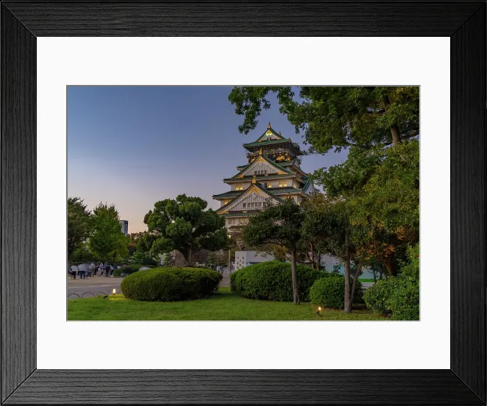 Framed Print : View of Osaka Castle (Osaka-jo) at dusk, Chuo Ward, Osaka, Honshu, Japan Framed Print : View of Osaka Castle (Osaka-jo) at dusk, Chuo Ward, Osaka, Honshu, Japan