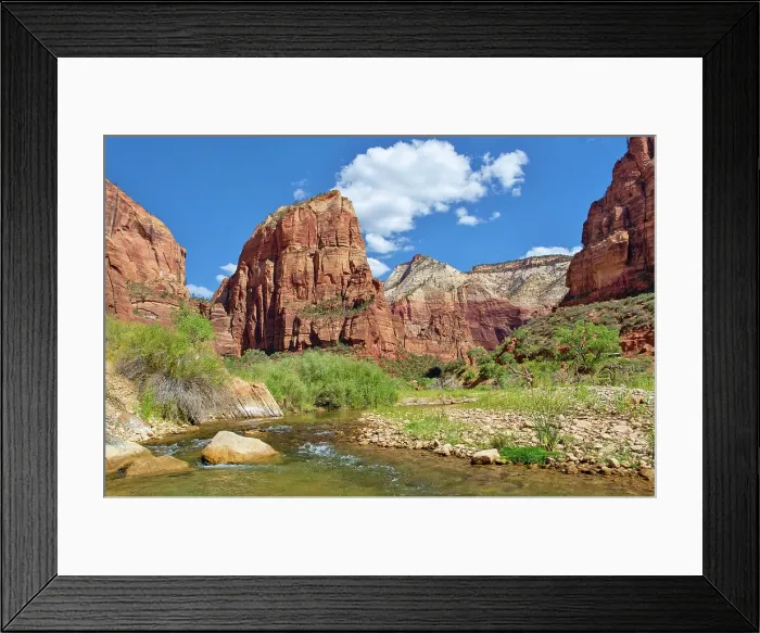 Framed Print : Angels Landing, a rock formation 1488 feet high, Zion National Park, Utah, United States of America