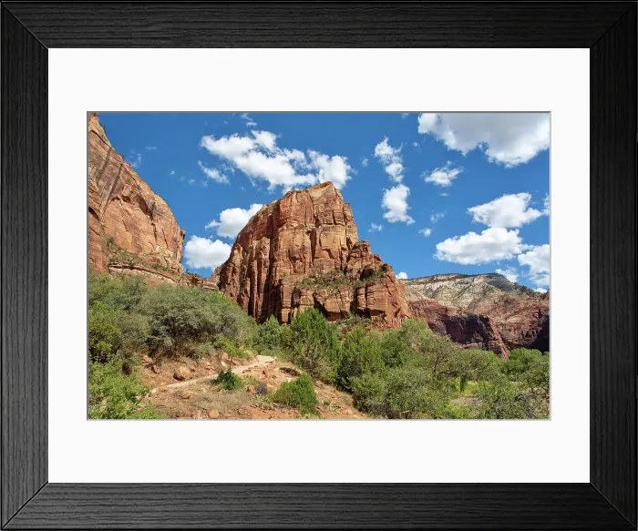 Framed Print : Angels Landing, a rock formation 1488 feet high, Zion National Park, Utah, United States of America