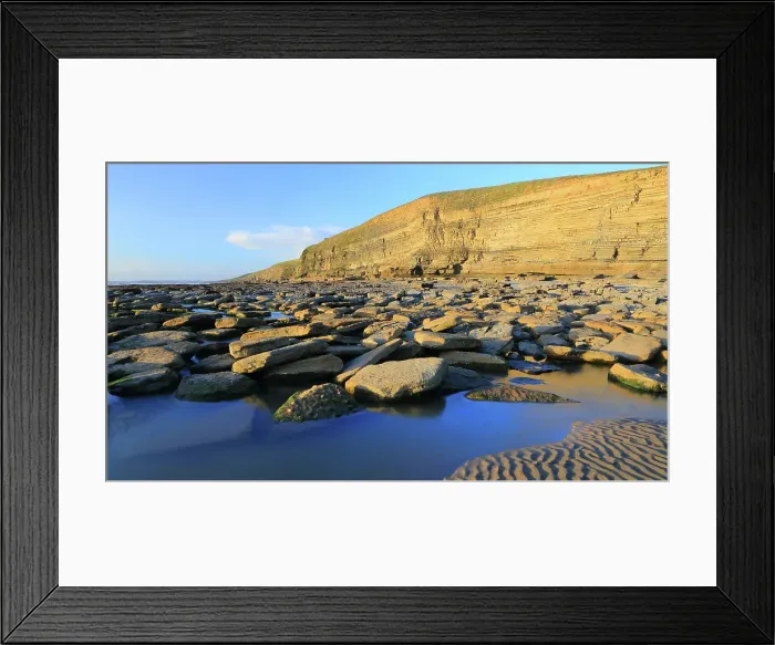 Framed Print : Limestone cliffs and beach, Dunraven Bay, Southerndown, Vale of Glamorgan, South Wales, United Kingdom Framed Print : Limestone cliffs and beach, Dunraven Bay, Southerndown, Vale of Glamorgan, South Wales, United Kingdom