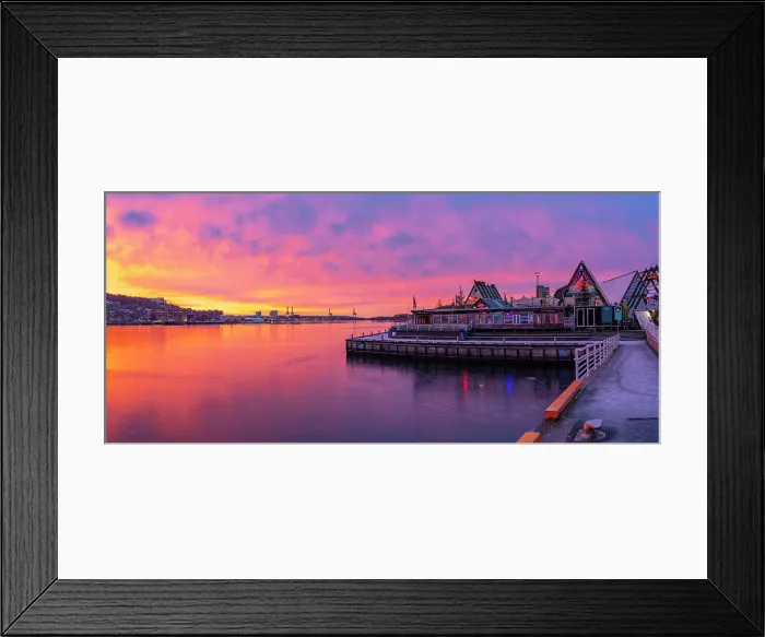 Framed Print : View of Oslo Fjord during winter at sunrise from Havnepromenade, Oslo, Norway, Scandinavia Framed Print : View of Oslo Fjord during winter at sunrise from Havnepromenade, Oslo, Norway, Scandinavia