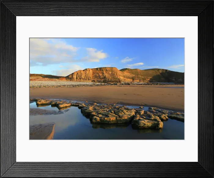 Framed Print : Limestone cliffs and beach, Dunraven Bay, Southerndown, Vale of Glamorgan, South Wales, United Kingdom Framed Print : Limestone cliffs and beach, Dunraven Bay, Southerndown, Vale of Glamorgan, South Wales, United Kingdom