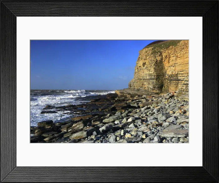 Framed Print : Limestone cliffs, Dunraven Bay, Southerndown, Vale of Glamorgan, South Wales, United Kingdom Framed Print : Limestone cliffs, Dunraven Bay, Southerndown, Vale of Glamorgan, South Wales, United Kingdom