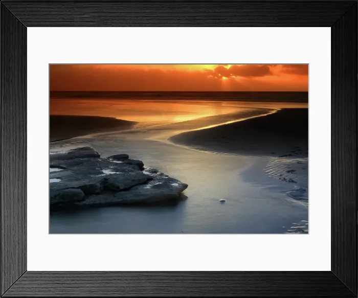 Framed Print : Sand reflections at sunset, Dunraven Bay, Southerndown, South Wales Framed Print : Sand reflections at sunset, Dunraven Bay, Southerndown, South Wales