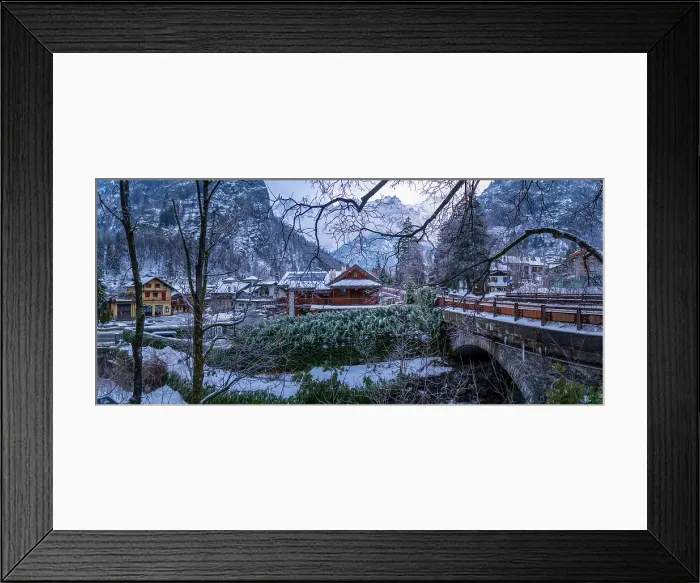Framed Print : View of hotels and lodges with mountains in background during winter, Courmayeur, Aosta Valley, Italy Framed Print : View of hotels and lodges with mountains in background during winter, Courmayeur, Aosta Valley, Italy