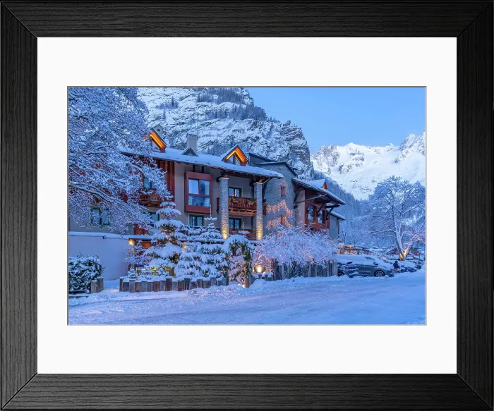 Framed Print : View of hotel and snow covered mountains in Courmayeur before dawn in winter, Courmayeur, Aosta Valley, Italian Alps, Italy Framed Print : View of hotel and snow covered mountains in Courmayeur before dawn in winter, Courmayeur, Aosta Valley, Italian Alps, Italy