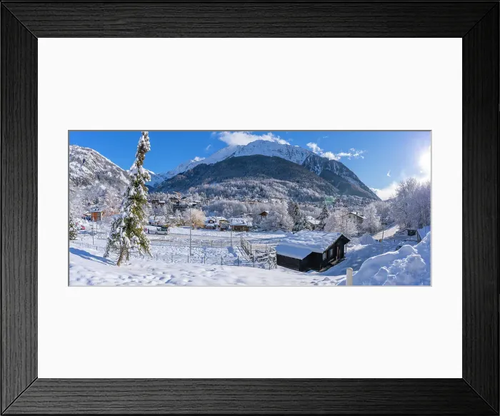 Framed Print : View of snow covered trees, mountains and Courmayeur from Dolonne in winter, Courmayeur, Aosta Valley, Italian Alps, Italy Framed Print : View of snow covered trees, mountains and Courmayeur from Dolonne in winter, Courmayeur, Aosta Valley, Italian Alps, Italy