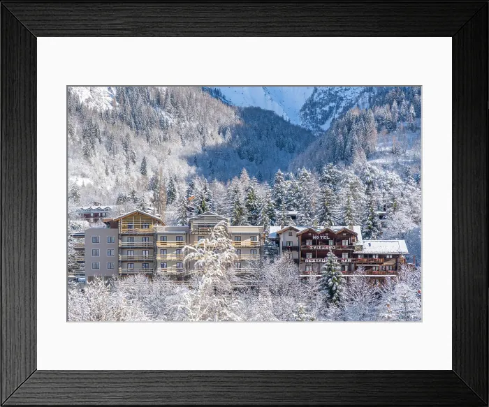 Framed Print : View of snow covered trees, mountains and Courmayeur from Dolonne in winter, Courmayeur, Aosta Valley, Italian Alps, Italy Framed Print : View of snow covered trees, mountains and Courmayeur from Dolonne in winter, Courmayeur, Aosta Valley, Italian Alps, Italy