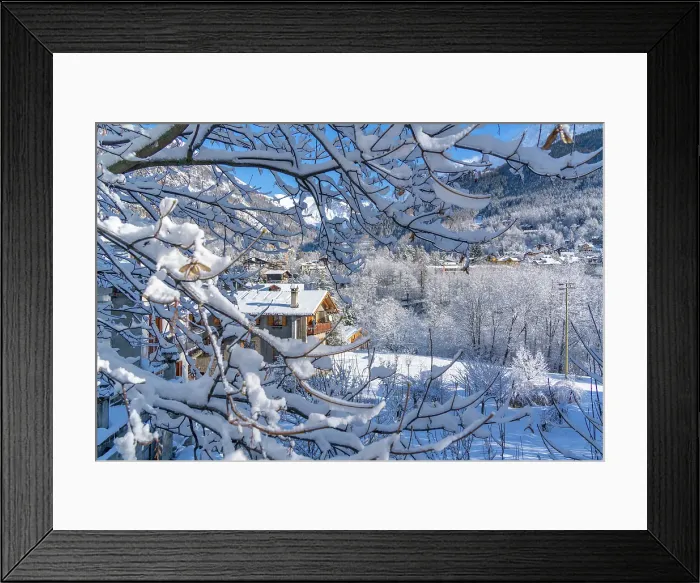 Framed Print : View of snow covered trees, mountains and Courmayeur from Dolonne in winter, Courmayeur, Aosta Valley, Italian Alps, Italy Framed Print : View of snow covered trees, mountains and Courmayeur from Dolonne in winter, Courmayeur, Aosta Valley, Italian Alps, Italy