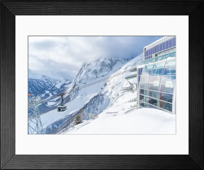 Framed Print : View of snow covered Aosta Valley, mountains and Skyway Monte Bianco cable car in winter, Courmayeur, Aosta Valley, Italian Alps, Italy Framed Print : View of snow covered Aosta Valley, mountains and Skyway Monte Bianco cable car in winter, Courmayeur, Aosta Valley, Italian Alps, Italy