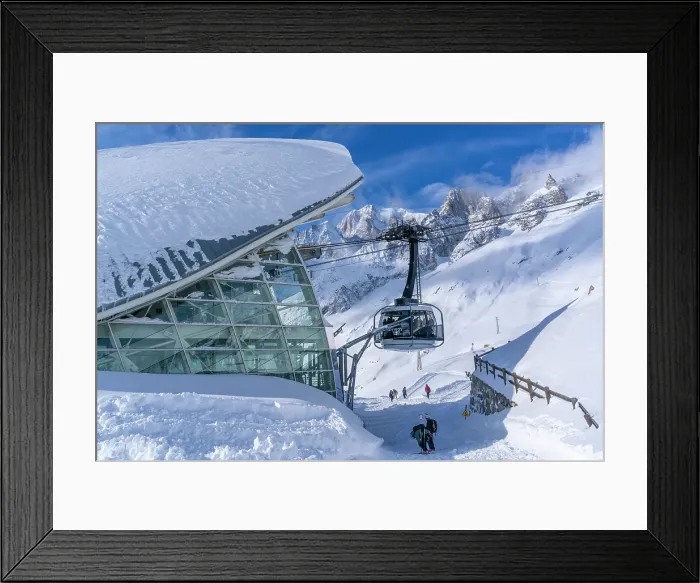 Framed Print : View of snow covered Pavillon du Mont Frety and Skyway Monte Bianco cable car in winter, Courmayeur, Aosta Valley, Italian Alps, Italy Framed Print : View of snow covered Pavillon du Mont Frety and Skyway Monte Bianco cable car in winter, Courmayeur, Aosta Valley, Italian Alps, Italy