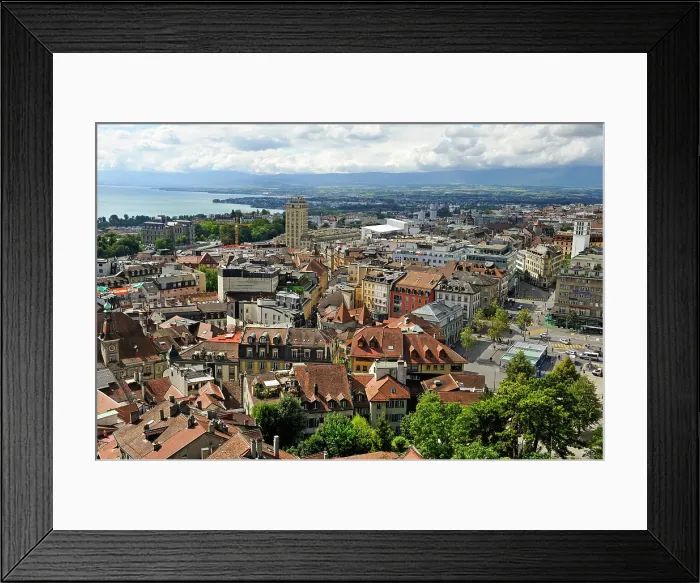 Framed Print : View from the tower of the Cathedral of Notre Dame, Lausanne, Canton of Vaud, Switzerland Framed Print : View from the tower of the Cathedral of Notre Dame, Lausanne, Canton of Vaud, Switzerland