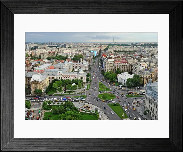 Framed Print : University Square viewed from the Intercontinental Hotel, Bucharest, Romania