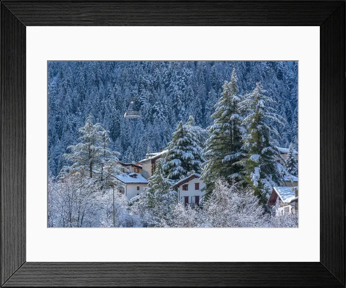 Framed Print : Snow covered trees and Courmayeur to Plan Checrouit cable car viewed from Courmayeur in winter, Courmayeur, Aosta Valley, Italian Alps, Italy Framed Print : Snow covered trees and Courmayeur to Plan Checrouit cable car viewed from Courmayeur in winter, Courmayeur, Aosta Valley, Italian Alps, Italy