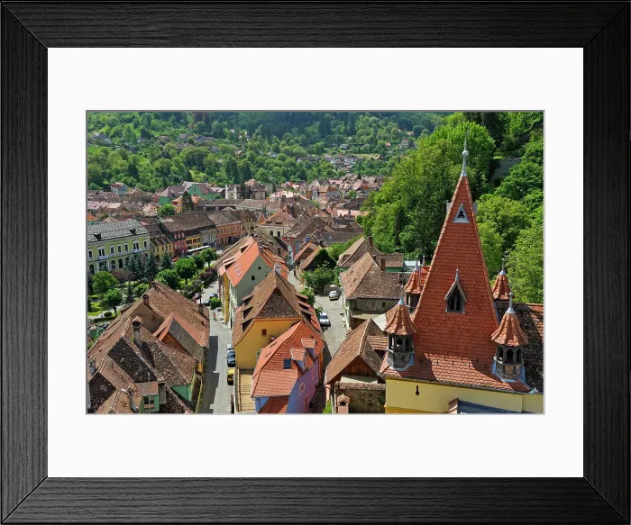 Framed Print : View over Lesser Town from Clock Tower, Sighisoara, UNESCO, Transylvania, Romania Framed Print : View over Lesser Town from Clock Tower, Sighisoara, UNESCO, Transylvania, Romania