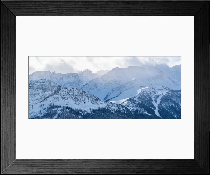 Framed Print : View of snow covered Aosta Valley from Pavillon du Mont Frety in winter, Courmayeur, Aosta Valley, Italian Alps, Italy Framed Print : View of snow covered Aosta Valley from Pavillon du Mont Frety in winter, Courmayeur, Aosta Valley, Italian Alps, Italy