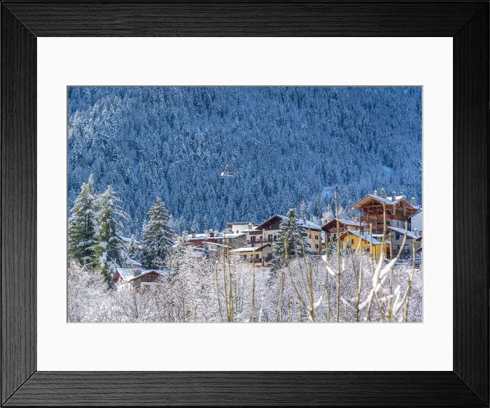 Framed Print : Snow covered trees and Courmayeur to Plan Checrouit cable car viewed from Courmayeur in winter, Courmayeur, Aosta Valley, Italian Alps, Italy Framed Print : Snow covered trees and Courmayeur to Plan Checrouit cable car viewed from Courmayeur in winter, Courmayeur, Aosta Valley, Italian Alps, Italy