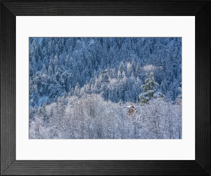 Framed Print : Snow covered trees and Courmayeur to Plan Checrouit cable car viewed from Courmayeur in winter, Courmayeur, Aosta Valley, Italian Alps, Italy Framed Print : Snow covered trees and Courmayeur to Plan Checrouit cable car viewed from Courmayeur in winter, Courmayeur, Aosta Valley, Italian Alps, Italy