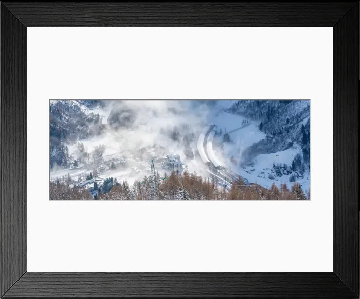 Framed Print : View of snow covered Aosta Valley from Pavillon du Mont Frety in winter, Courmayeur, Aosta Valley, Italian Alps, Italy Framed Print : View of snow covered Aosta Valley from Pavillon du Mont Frety in winter, Courmayeur, Aosta Valley, Italian Alps, Italy