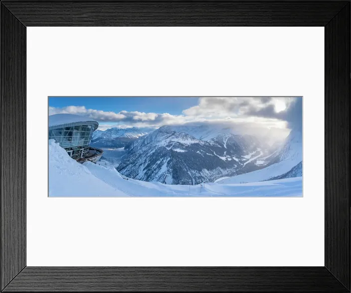 Framed Print : View of snow covered Aosta Valley, mountains and Skyway Monte Bianco cable car station in winter, Courmayeur, Aosta Valley, Italian Alps, Italy Framed Print : View of snow covered Aosta Valley, mountains and Skyway Monte Bianco cable car station in winter, Courmayeur, Aosta Valley, Italian Alps, Italy