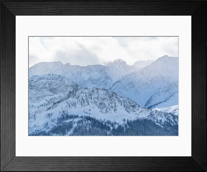 Framed Print : View of snow covered Aosta Valley from Pavillon du Mont Frety in winter, Courmayeur, Aosta Valley, Italian Alps, Italy Framed Print : View of snow covered Aosta Valley from Pavillon du Mont Frety in winter, Courmayeur, Aosta Valley, Italian Alps, Italy