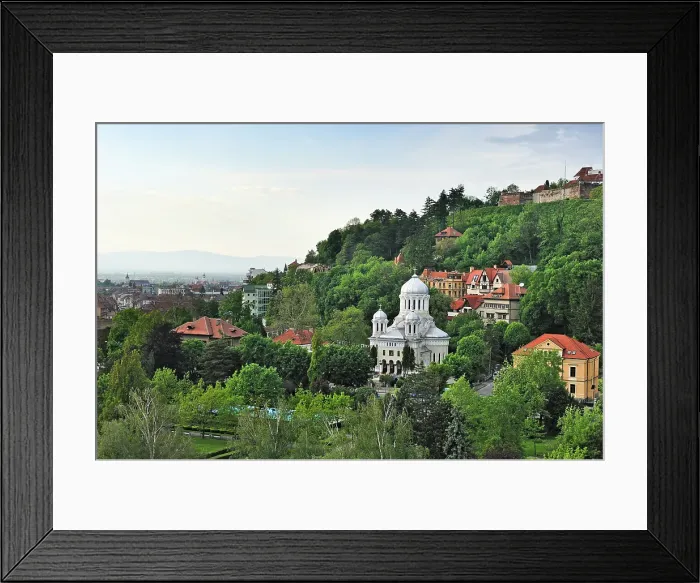 Framed Print : View North to beyond the Nicolae Titulescu Park from the Aro Palace hotel, Brasov, Transylvania, Romania
