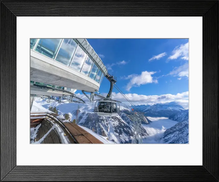Framed Print : View of snow covered Aosta Valley, mountains and Skyway Monte Bianco cable car in winter, Courmayeur, Aosta Valley, Italian Alps, Italy Framed Print : View of snow covered Aosta Valley, mountains and Skyway Monte Bianco cable car in winter, Courmayeur, Aosta Valley, Italian Alps, Italy