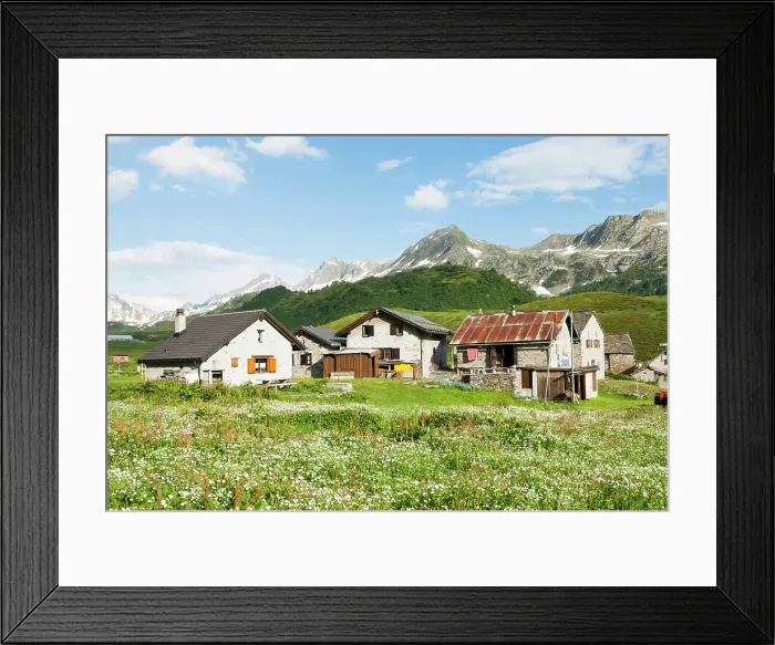 Framed Print : Cadagno hamlet, Val Piora, Canton Ticino, Switzerland