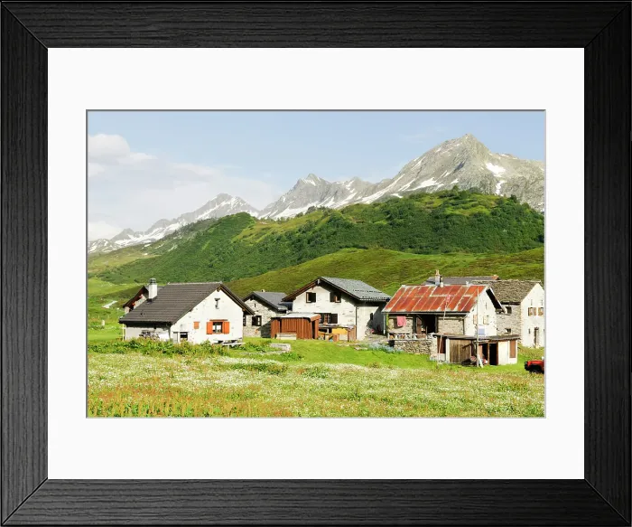 Framed Print : Cadagno hamlet, Val Piora, Canton Ticino, Switzerland Framed Print : Cadagno hamlet, Val Piora, Canton Ticino, Switzerland