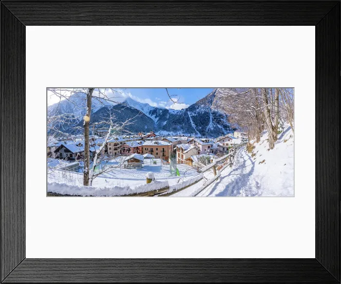 Framed Print : View of snow covered mountains and rooftops in Courmayeur in winter, Courmayeur, Aosta Valley, Italian Alps, Italy Framed Print : View of snow covered mountains and rooftops in Courmayeur in winter, Courmayeur, Aosta Valley, Italian Alps, Italy