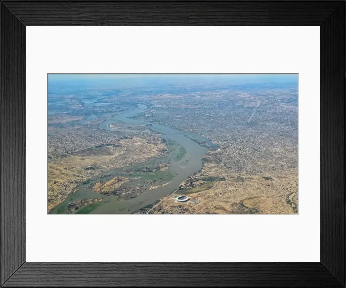 Framed Print : Aerial of N´Djamena, capital of Chad and the Chari River, Chad Framed Print : Aerial of N´Djamena, capital of Chad and the Chari River, Chad