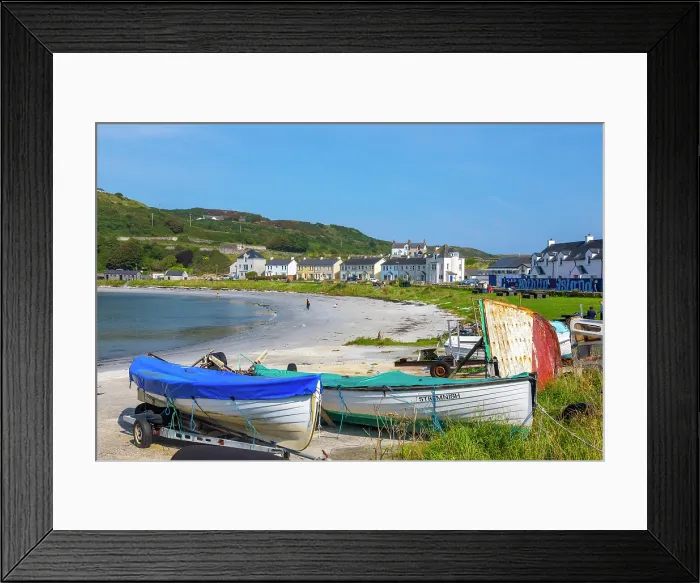 Framed Print : Boats at Church Bay, Rathlin Island, County Antrim, Ulster, Northern Ireland, United Kingdom
