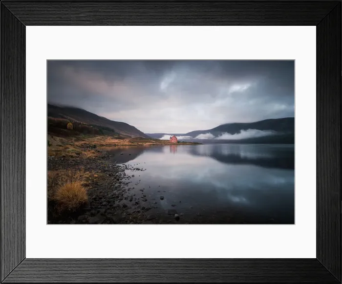 Framed Print : Abandoned pink house on Loch Glass, Highlands, Scotland, United Kingdom Framed Print : Abandoned pink house on Loch Glass, Highlands, Scotland, United Kingdom