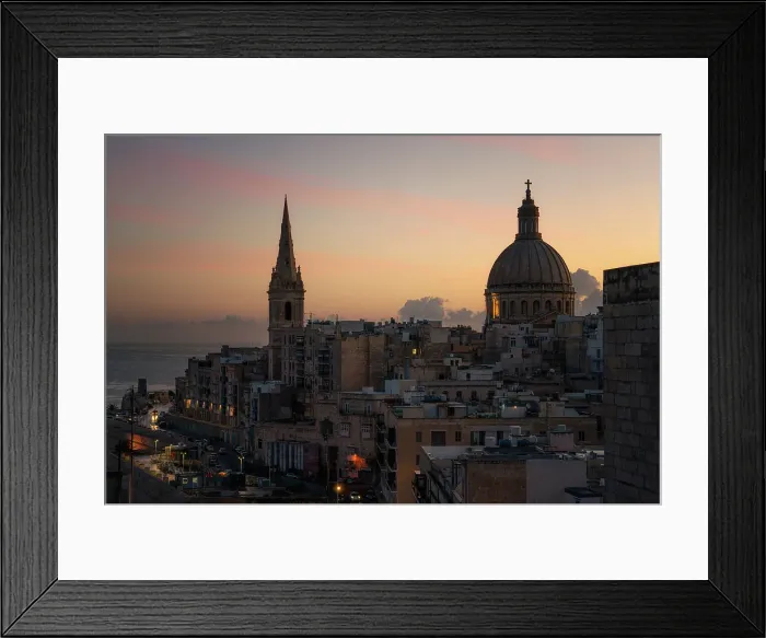 Framed Print : Valletta skyline at sunrise, Valletta, Malta Framed Print : Valletta skyline at sunrise, Valletta, Malta