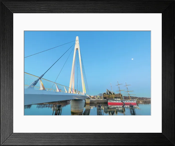Framed Print : Govan to Partick Bridge, footbridge, Riverside Museum, The Glenlee Tall Ship, River Clyde, Glasgow, Scotland, United Kingdom Framed Print : Govan to Partick Bridge, footbridge, Riverside Museum, The Glenlee Tall Ship, River Clyde, Glasgow, Scotland, United Kingdom