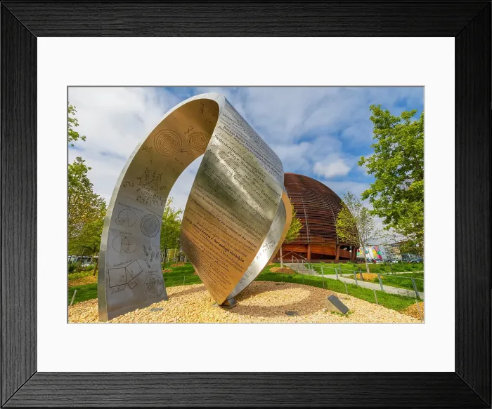 Framed Print : CERN, Wandering the Immeasurable, steel structure, Globe of Science and Innovation in background, Geneva, Switzerland Framed Print : CERN, Wandering the Immeasurable, steel structure, Globe of Science and Innovation in background, Geneva, Switzerland