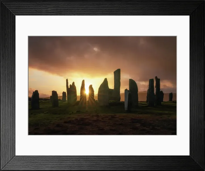 Framed Print : Sunset at the Callanish Standing Stones, Callanish, Isle of Lewis, Outer Hebrides, Scotland, United Kingdom Framed Print : Sunset at the Callanish Standing Stones, Callanish, Isle of Lewis, Outer Hebrides, Scotland, United Kingdom