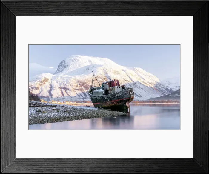 Framed Print : Old boat wreck at Caol with Ben Nevis in the background, Scottish Highlands, Scotland, United Kingdom Framed Print : Old boat wreck at Caol with Ben Nevis in the background, Scottish Highlands, Scotland, United Kingdom