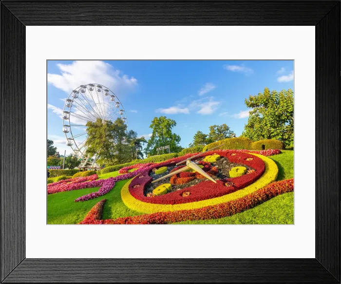 Framed Print : L'Horloge Fleurie (Flower Clock), Jardin Anglais (English Garden), Old Town (Vieille Ville), Ferris wheel (Grande roue), Geneva, Switzerland Framed Print : L'Horloge Fleurie (Flower Clock), Jardin Anglais (English Garden), Old Town (Vieille Ville), Ferris wheel (Grande roue), Geneva, Switzerland